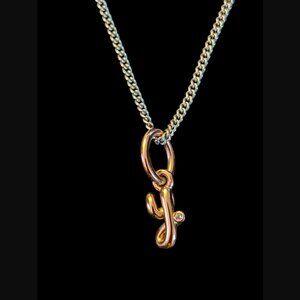 Pandora 925 Sterling Ale Adjustable Two Tone Y Retired Script Alphabet Charm